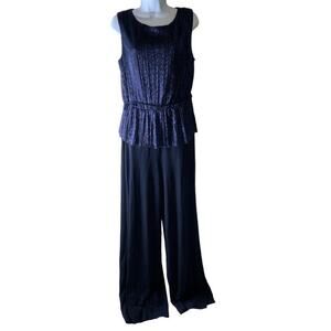 Connected Apparel Jumpsuit Womens 14 Sleeveless Ruffled Cinched Waist Casual NWT